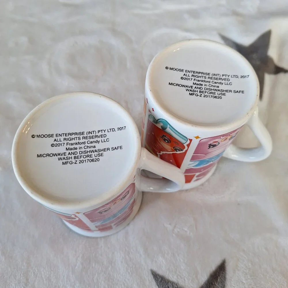 2017 Shopkins Coffee Mug Multi-Color Ceramic Cup Rainbow Lot‎ Of 2
